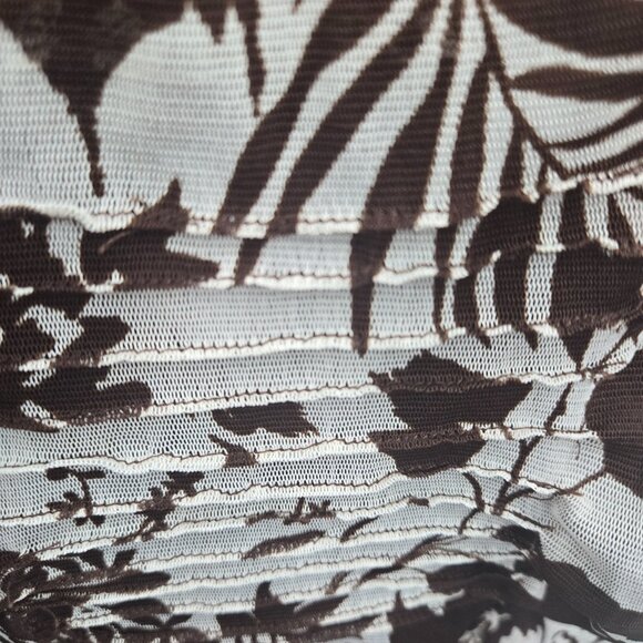 Biyaycda Brown Floral Y2K Sheer Overlay Lined Sleeveless Midi Dress 16W - Picture 5 of 10